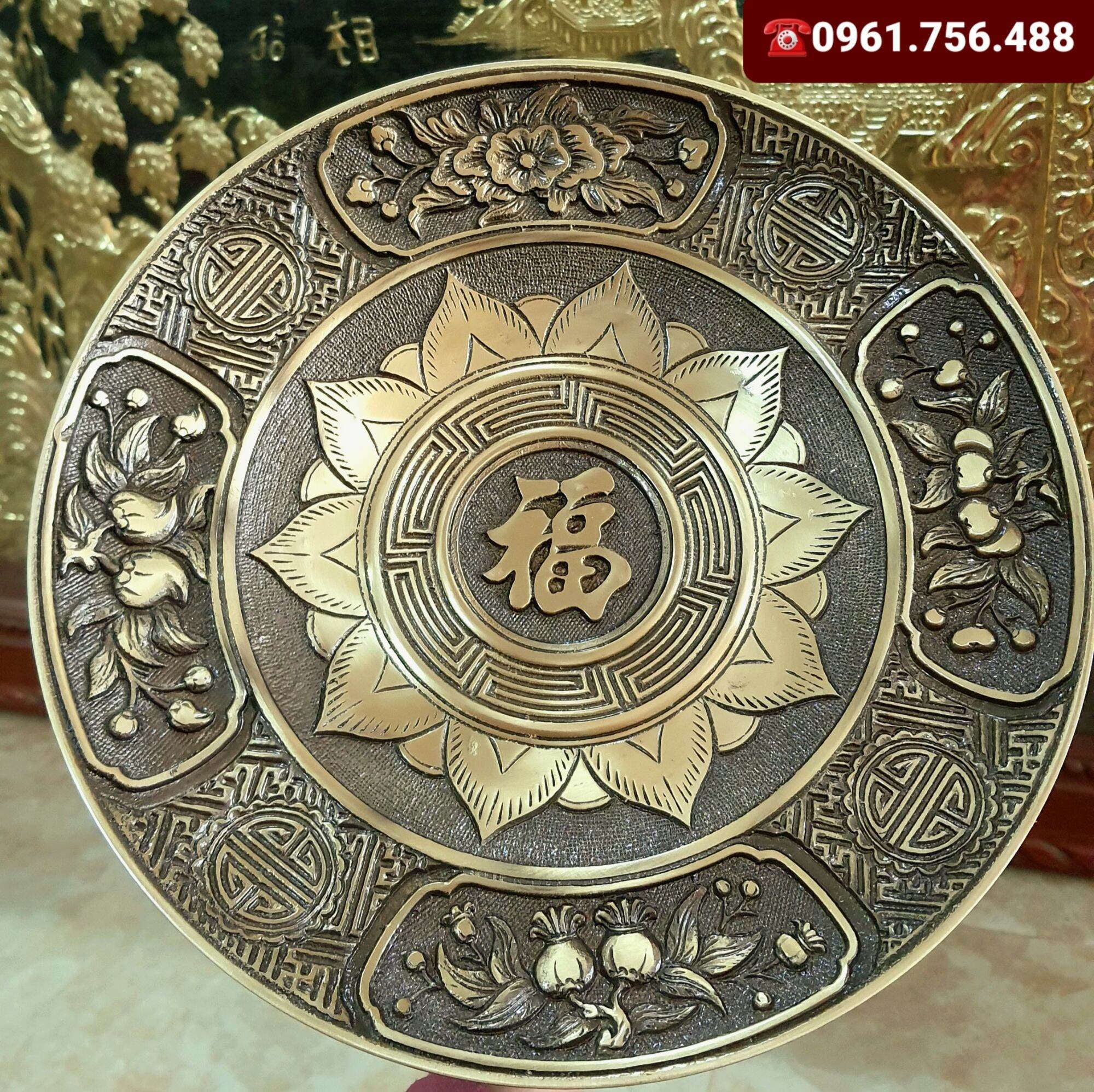 Mâm quả- mâm bồng đồng nguyên chất 30cm