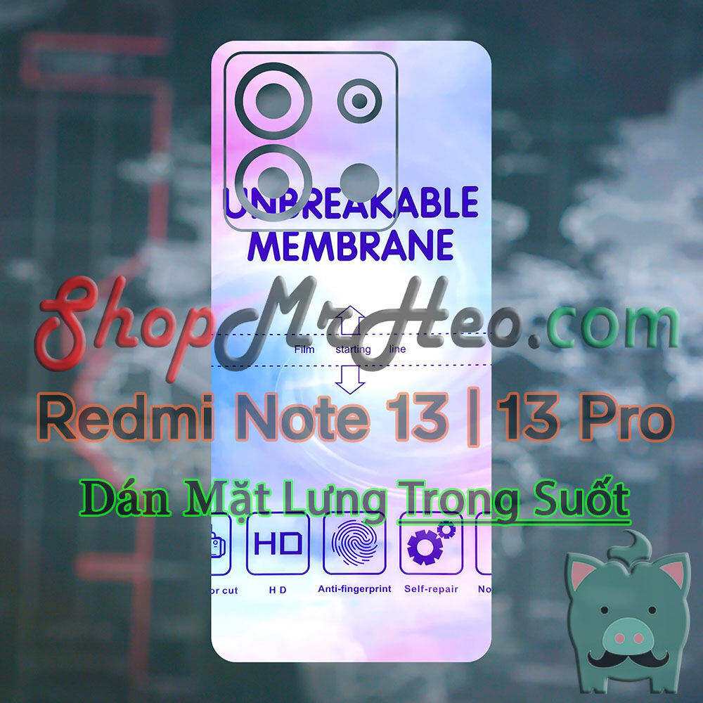 Dán Dẻo PPF Full Sau Lưng Viền Redmi Note 13 Pro 5G (Trong Và Nhám) - PPF 4 Lớp Dễ Dán