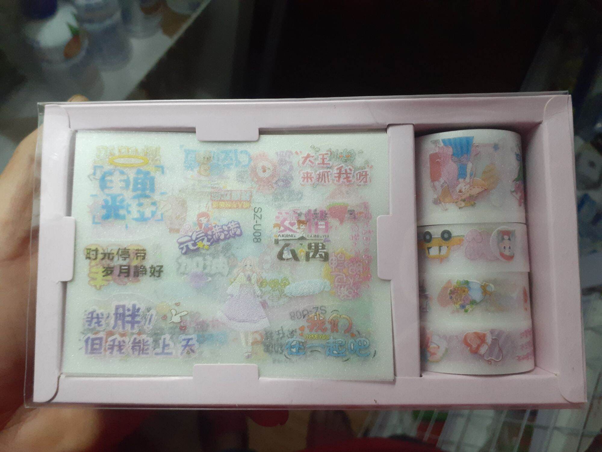 hộp sticker trang trí và băng keo sticker