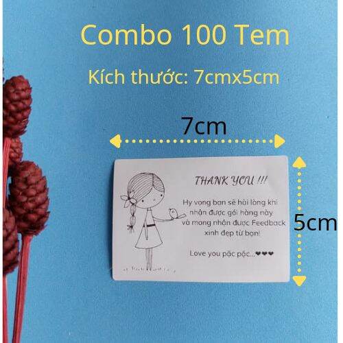 100 Tem dán Thank You kích thước 7x5cm