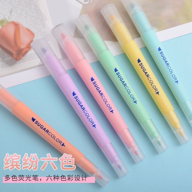 SET 6 Bút đủ màu highlight 2 đầu dạ quang B8.