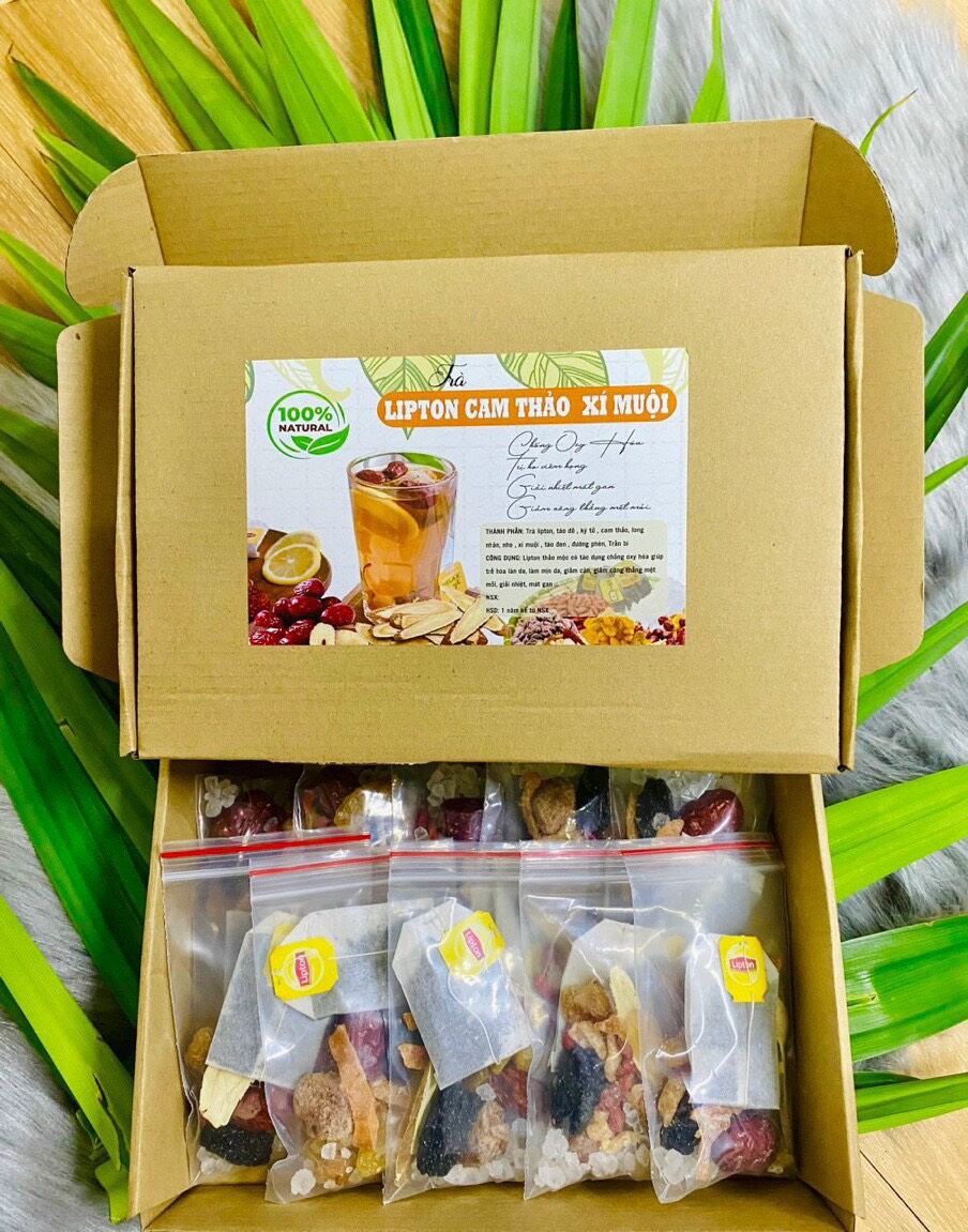 Trà lipton cam thảo mộc xí muội, set 10 gói
