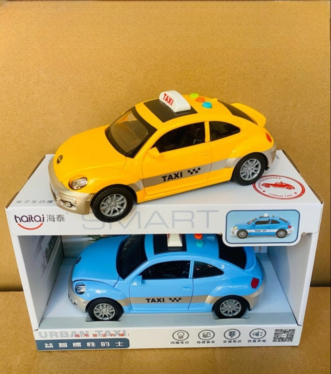 [Tặng kèm pin]Mô hình đồ chơi taxi âm thanh đèn chạy đà