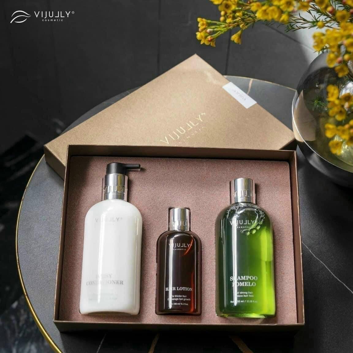 COMBO DẦU GỘI +XẢ +XỊT BƯỞI VIJULLY(chăm sóc tóc chính hãng 100%)chai rời ảnh thật