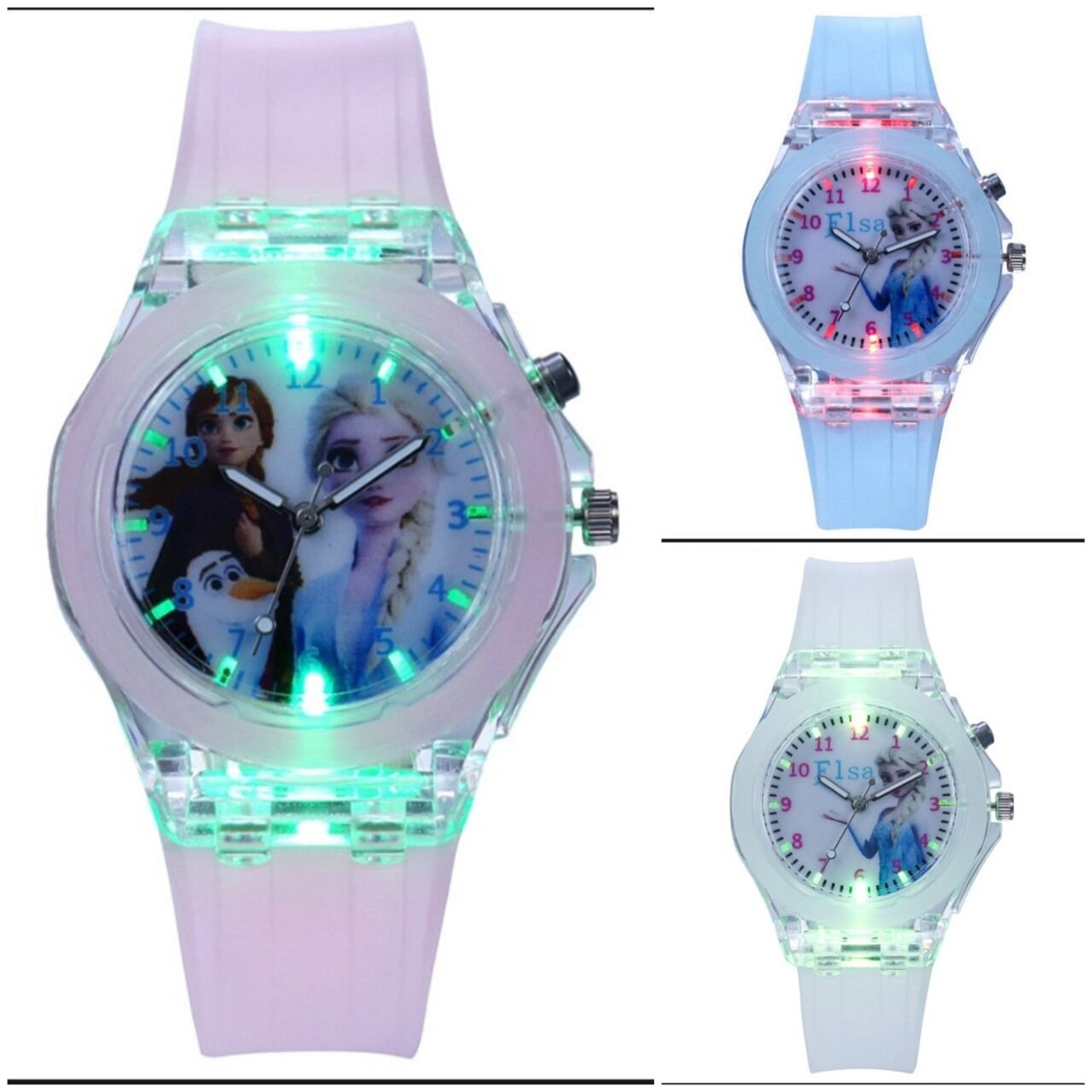 Đồng hồ kim phát sáng cho bé gái Elsa Và Anna có đèn led 7 màu đồng hồ Elsa cho bé gái phát sáng vòng tay đồng hồ đeo tay cho trẻ em bé gái hoạt hình công chúa Elsa Anna Frozen