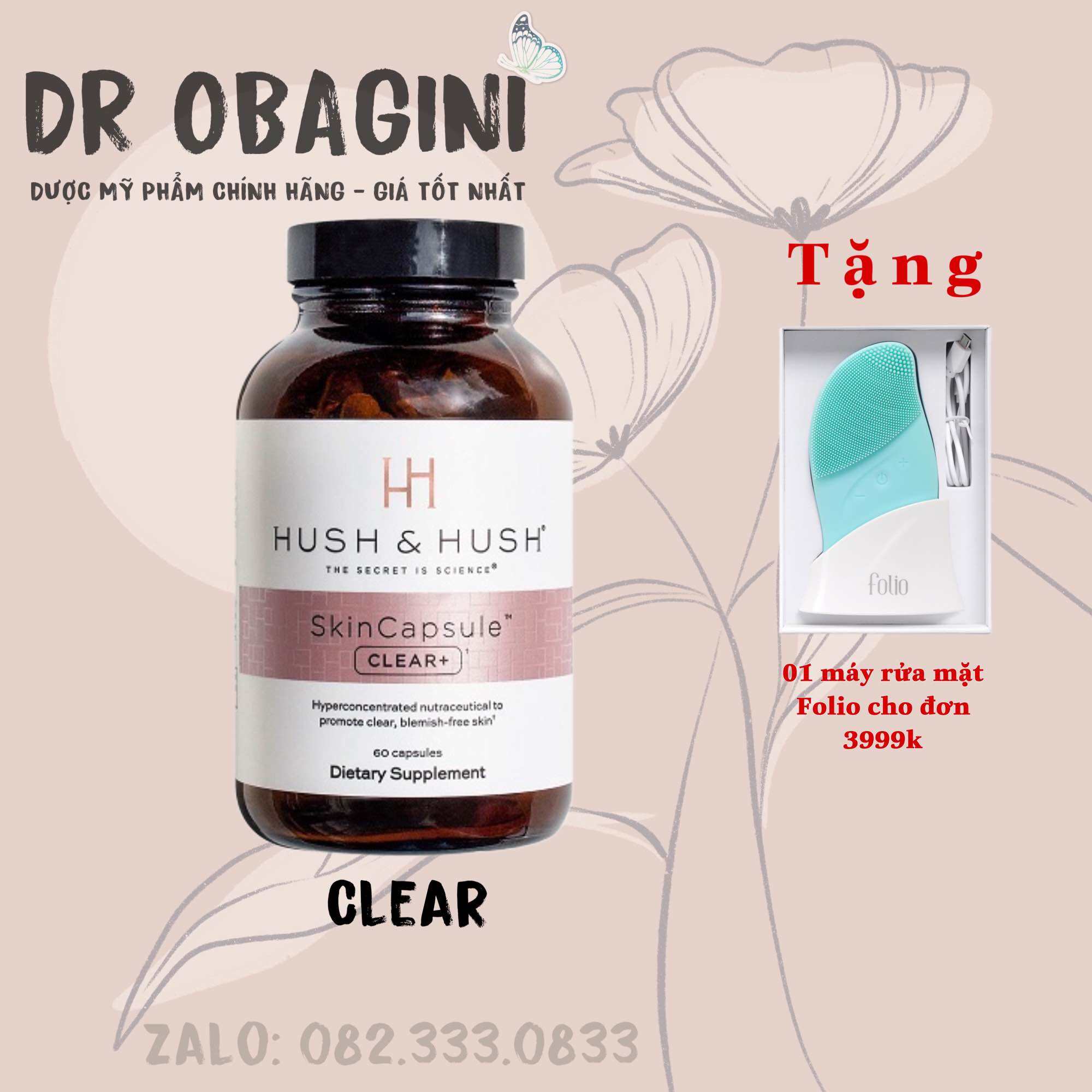 HUSH & HUSH - Skincapsule CLEAR+ Viên uống sạch mụn - Khô mụn viêm