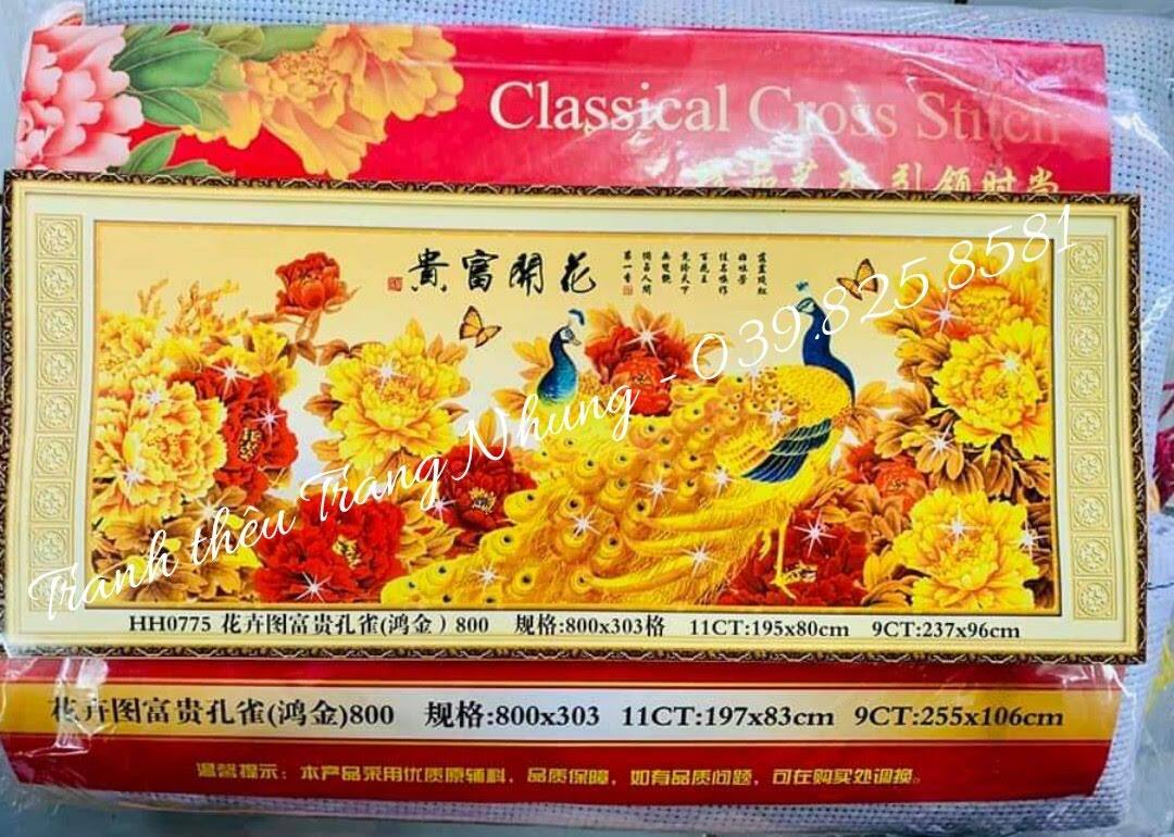Tranh thêu chữ thập phu thê viên mãn hh0775 195x80cm