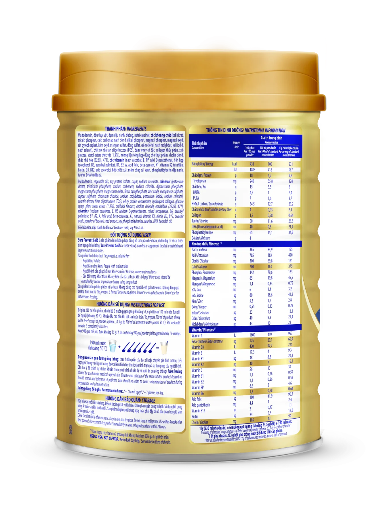 Sữa Bột Sure Prevent Gold - Hộp 900g