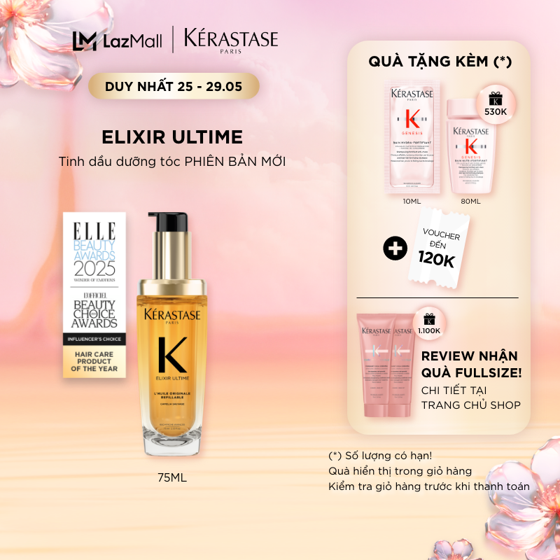 [MỚI] Tinh dầu dưỡng giúp tóc bóng mượt & giảm chẻ ngọn – Kérastase Elixir Ultime Oil 75ml