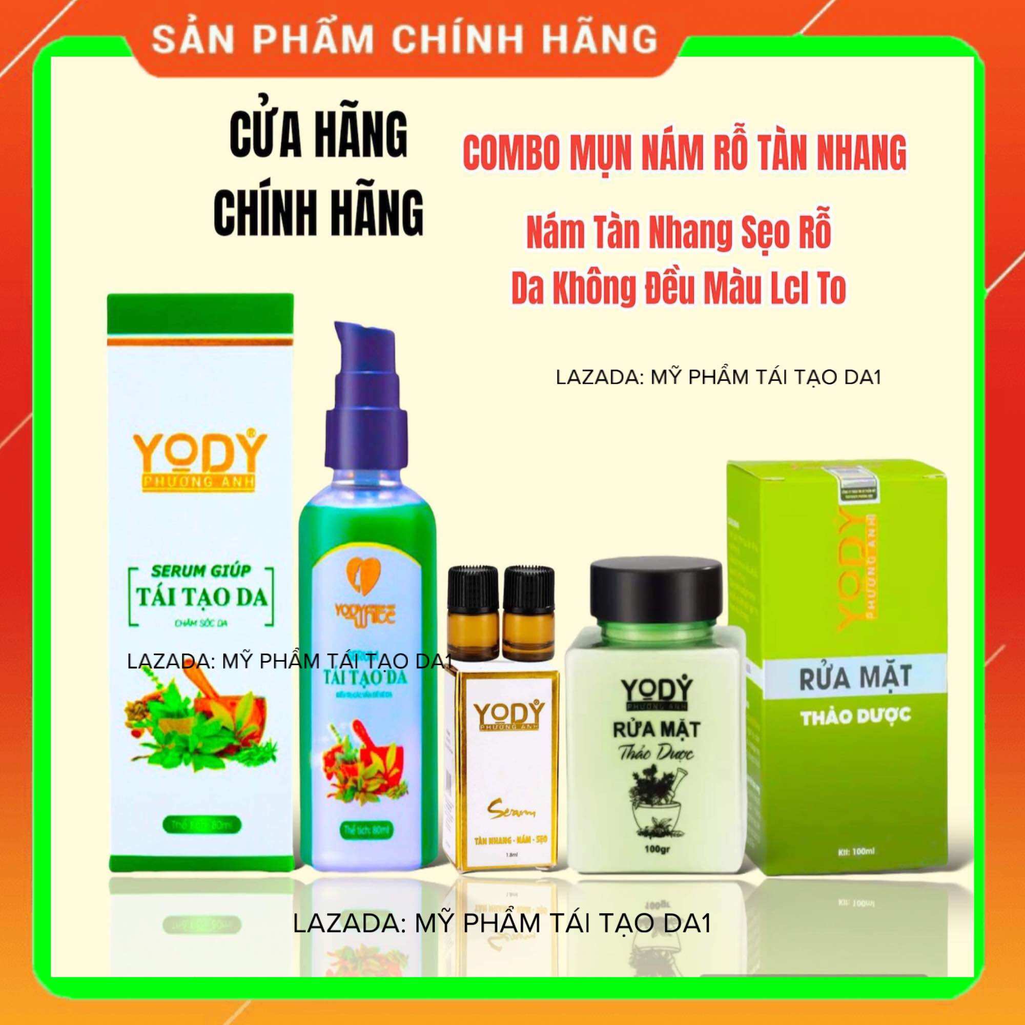 Combo Serum Tái Tạo Da + Bột Rửa Mặt + Bong Nám Rỗ Yody White Phương Anh