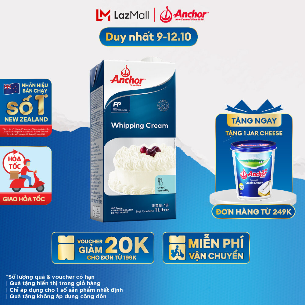 [GIAO HÀNG HỎA TỐC - HCM] Kem Sữa Tươi Tiệt Trùng Anchor Whipping Cream Hộp 1 Lít