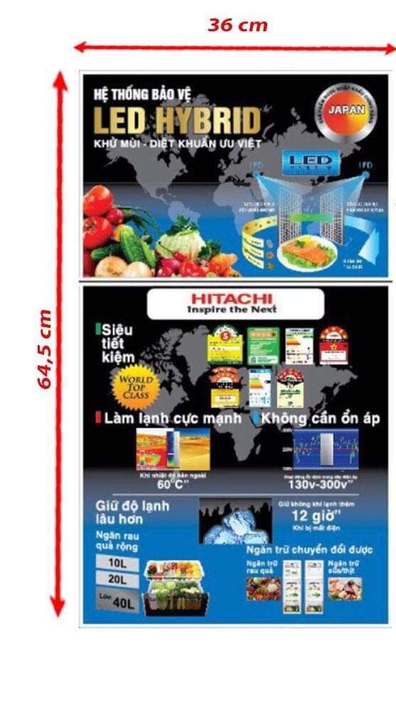[HCM]Miếng dán tủ lạnh Hitachi - Tem dán tủ lạnh Hitachi (mẫu 2)