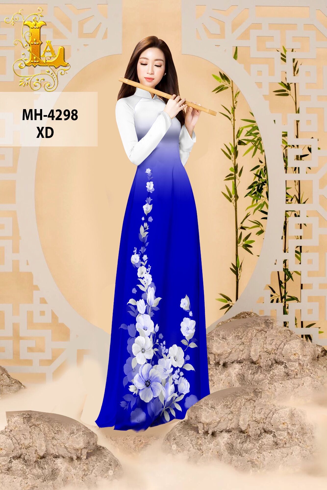 Vải áo dài in hoa 3D