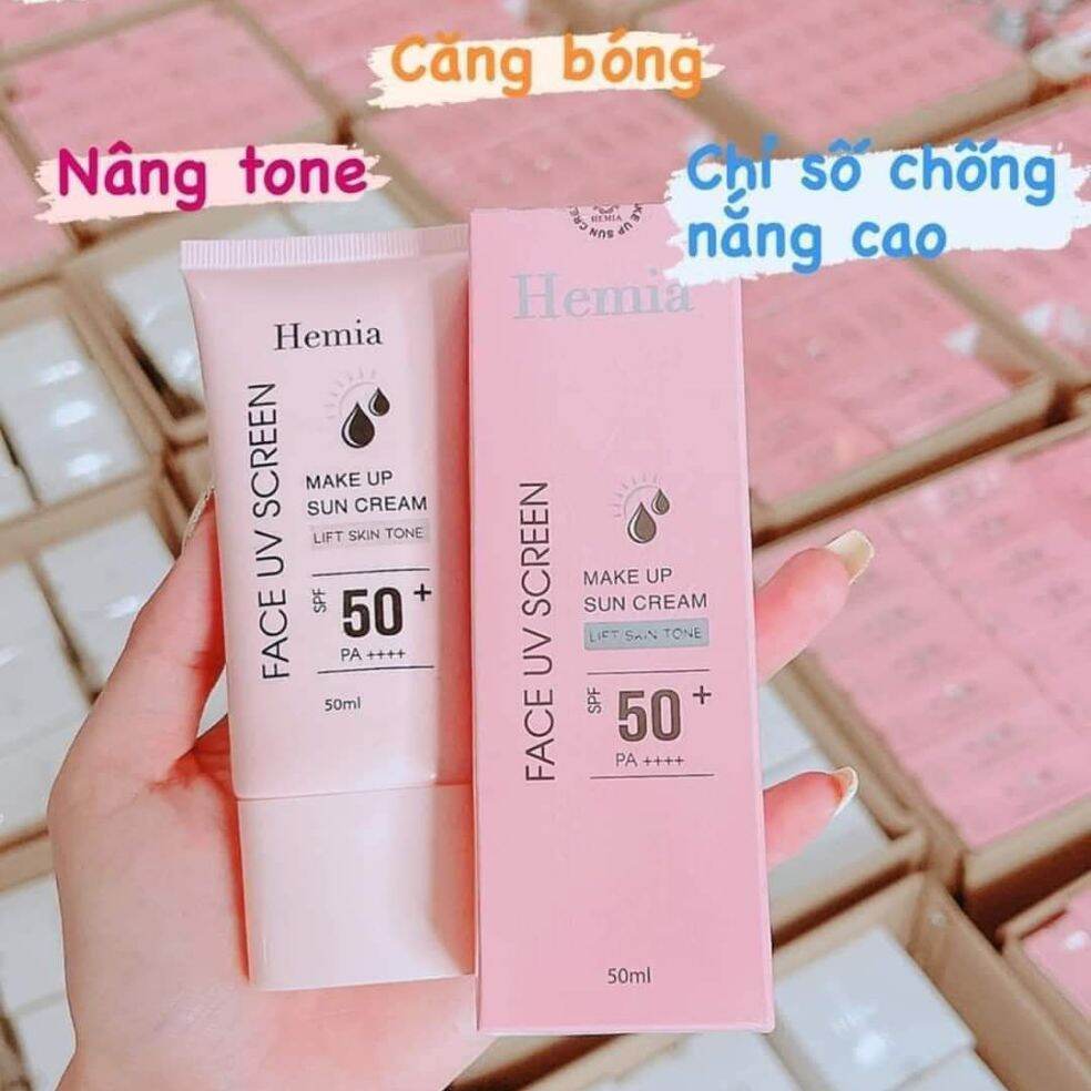 Kem chống nắng hemia hàn quốc chính hãng dưỡng trắng nâng tone spf50+ 100 thiên nhiên