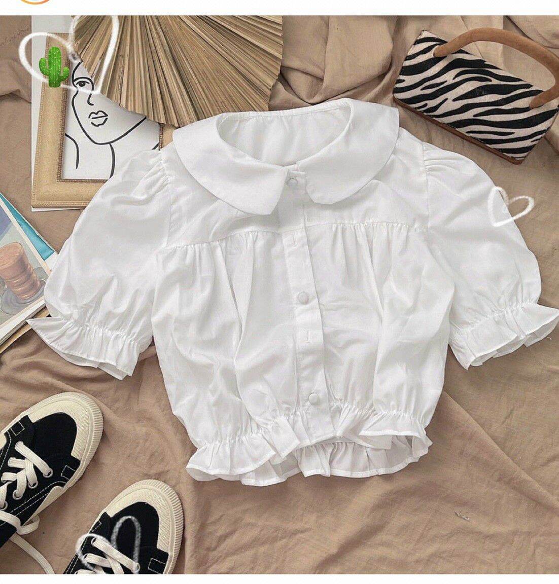 Áo sơ mi croptop bánh bèo