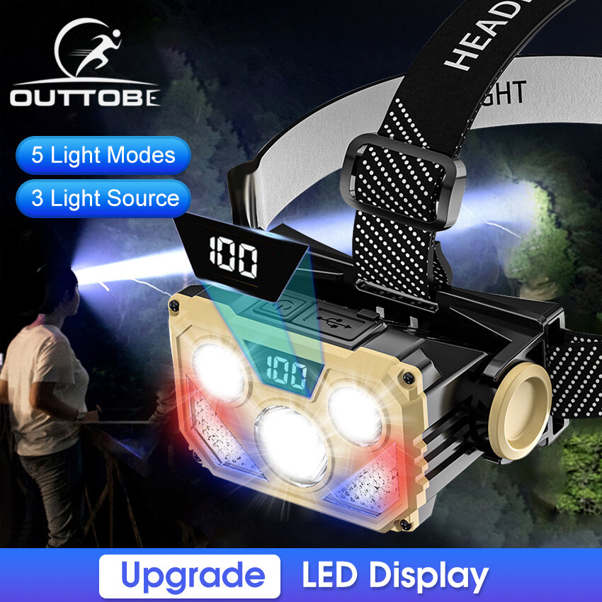 Outtobe LED Headlamp Powerful LED Head Lamp COB XPE Ultra Bright Light