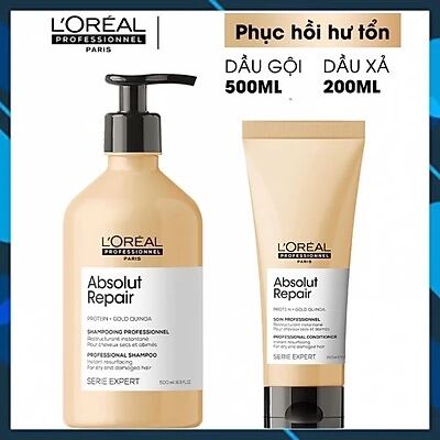 CẶP DẦU GỘI XẢ PHỤC HỒI TÁI TẠO VÀ DƯỠNG TÓC 3 TÁC ĐỘNG LOREAL ABSOLUTE REPAIR LIPIDIUM