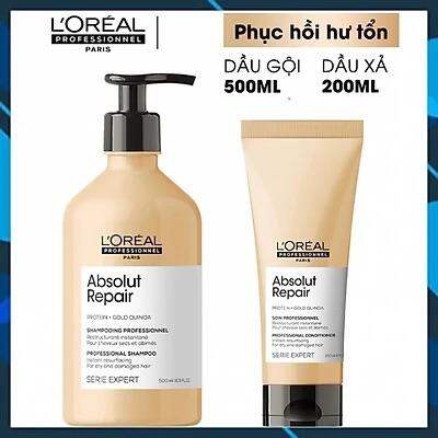 CẶP DẦU GỘI XẢ PHỤC HỒI TÁI TẠO VÀ DƯỠNG TÓC 3 TÁC ĐỘNG LOREAL ABSOLUTE REPAIR LIPIDIUM