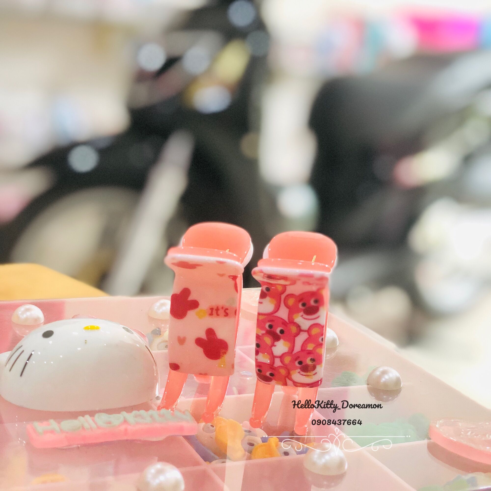 SET 2C KẸP TÓC 3R IN HÌNH GẤU DÂU LOTSO