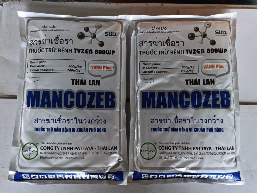 Thuốc trừ nấm bệnh MENCOZEB THÁI LAN trừ mọi nấm bệnh và vi khuẩn phổ rộng thuốc bám dính tốt tan hoàn toàn túi 1kg