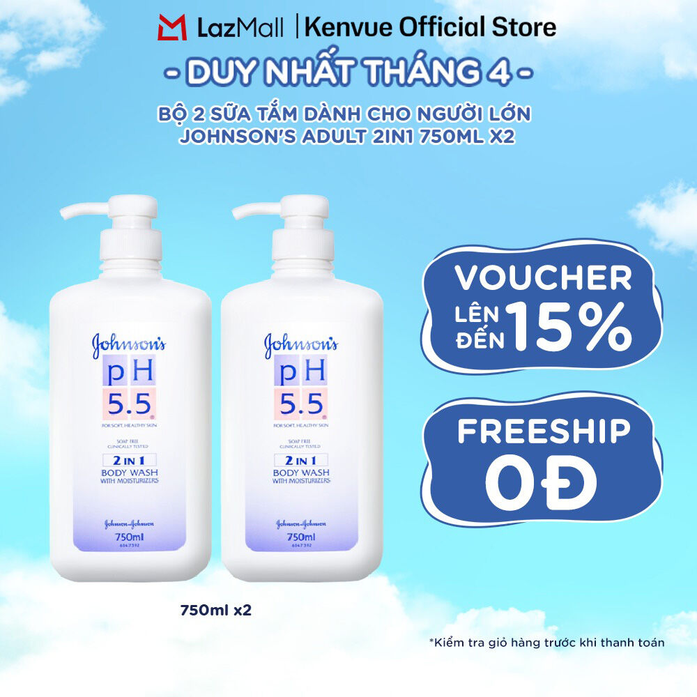 Combo 2 Sữa Tắm Người Lớn 2 Trong 1 Johnson's Adult Ph5.5 - Dung Tích 750mlx2