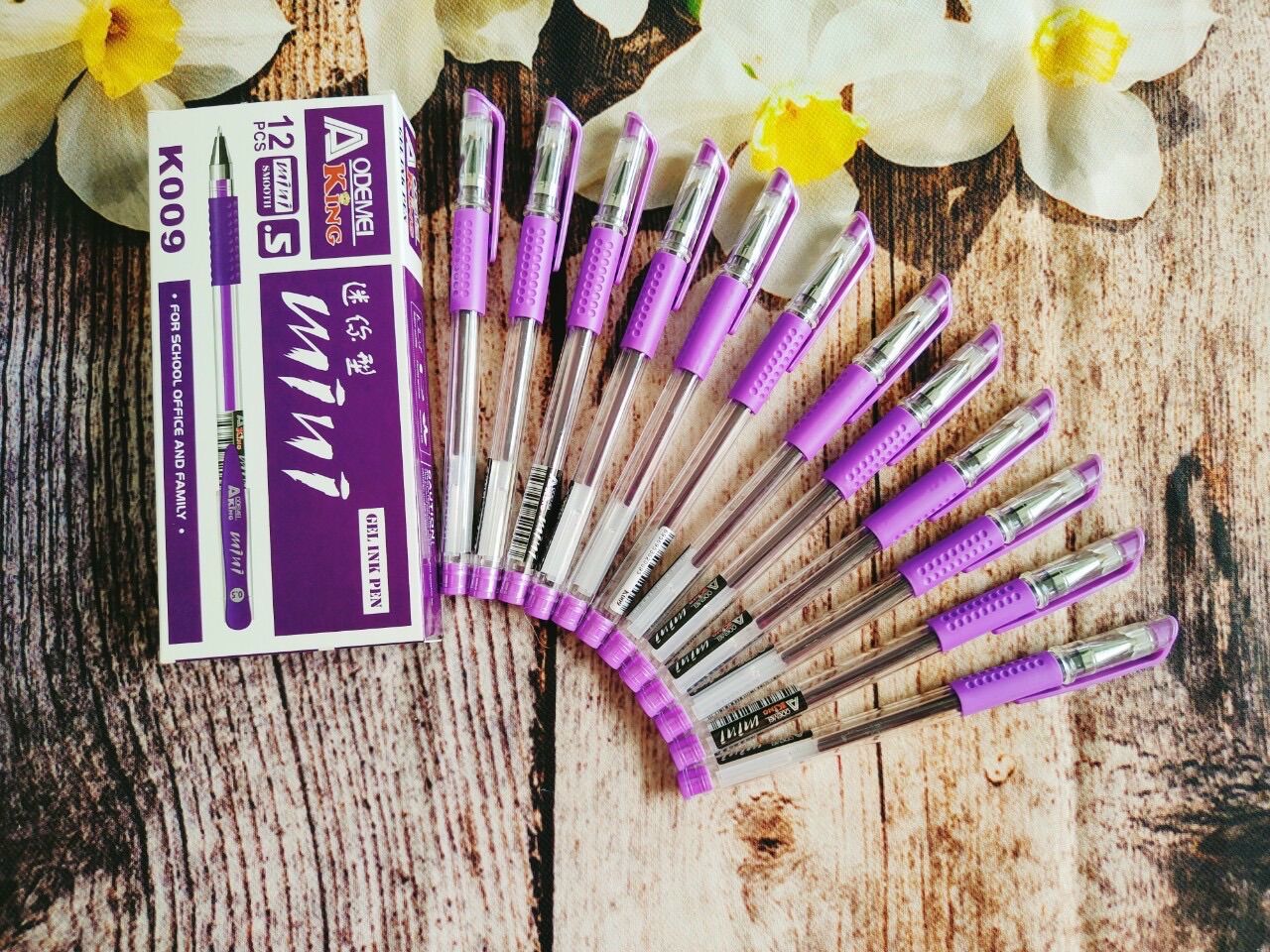 Bút gel mini (hộp 12 cây) mực tím/xanh/đỏ/đen