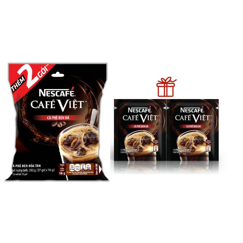 Túi 37 gói cà phê việt đen đá nescafe