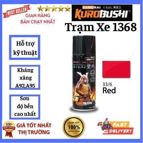 Chai sơn xịt Samurai màu đỏ tươi 33/6 chuyên sơn xe máy ô tô chất lượng bền màu