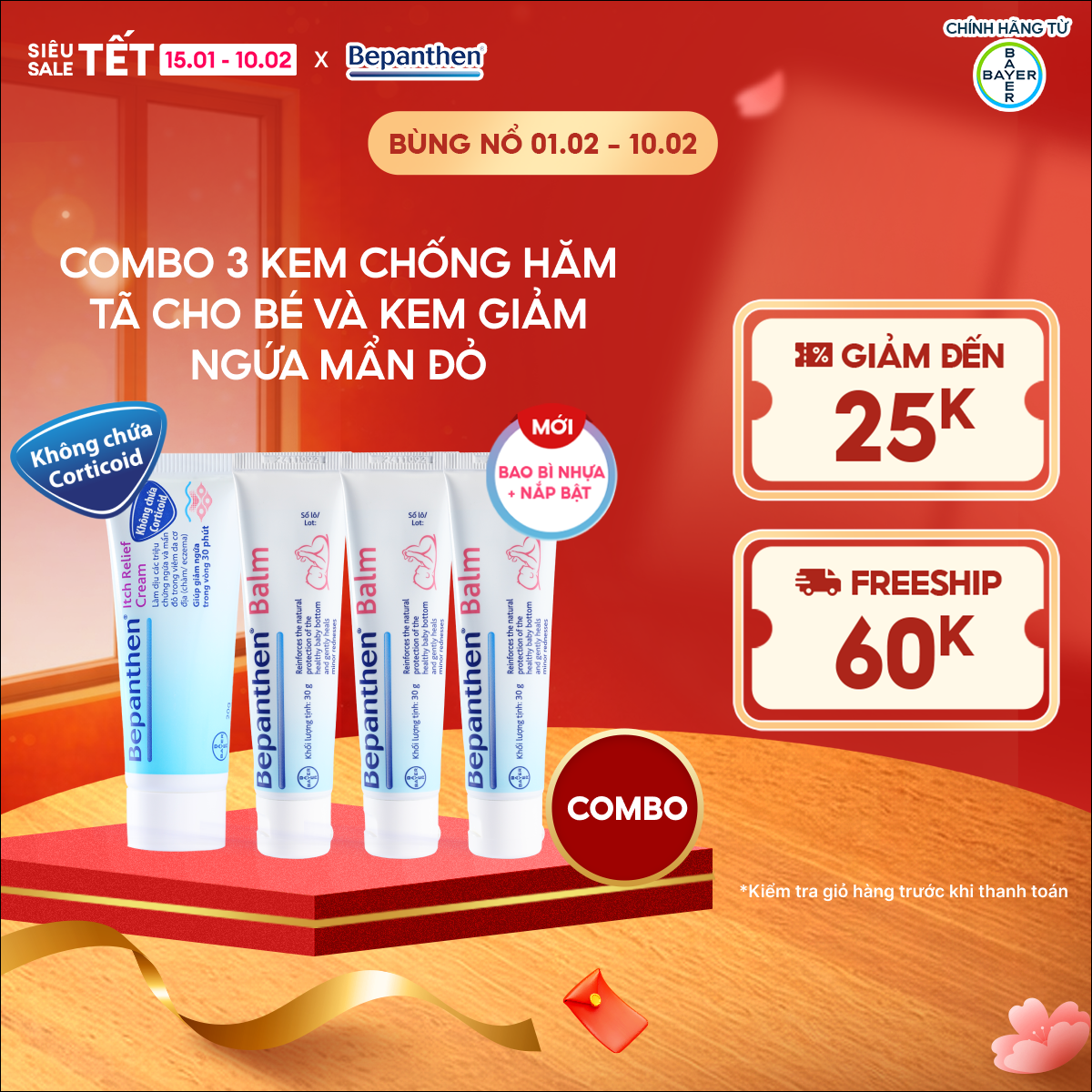 Combo 3 Kem Chống Hăm BEPANTHEN Balm Dạng Kem Mỡ Tuýp 30G x3 và Kem Giảm Ngứa BEPANTHEN Itch Relief