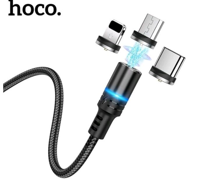 Cáp sạc nam châm 2A Hoco DU03 thay đổi 3 đầu Lightning/Type-C/Micro