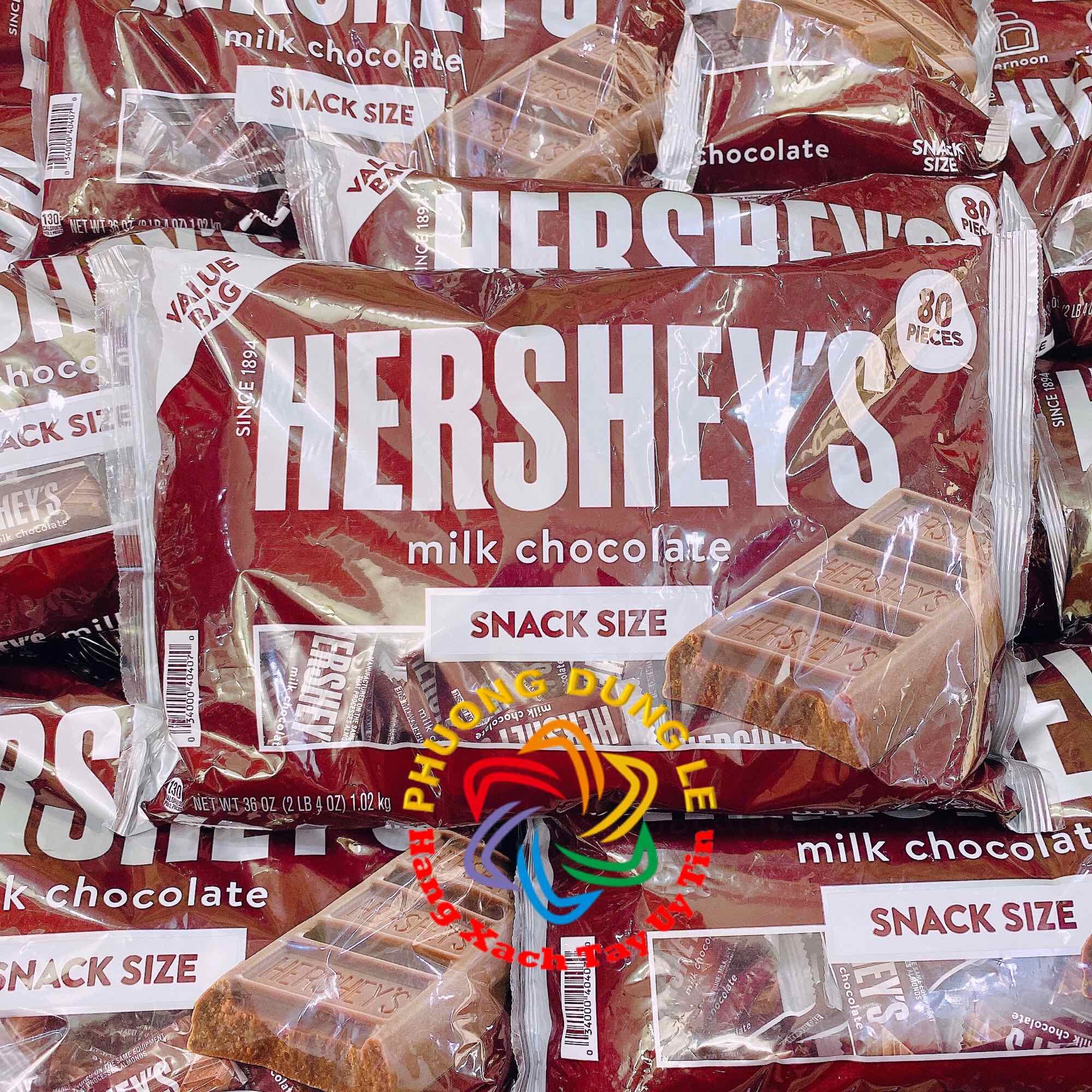 Socola Hershey s milk chocolate snack size chuẩn Mỹ túi to 1.02kg 80 thanh