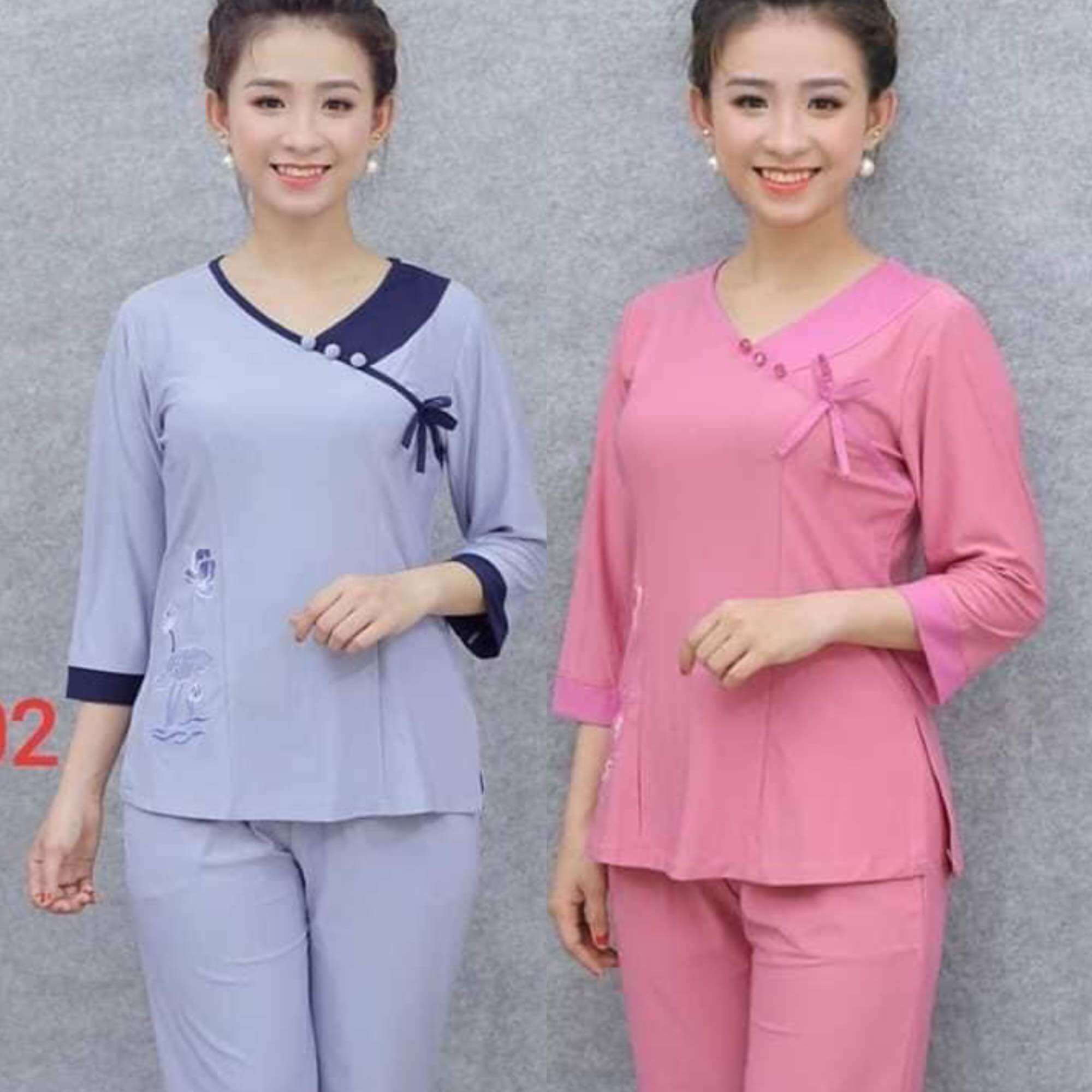 Đồ lam đi chùa# - mẫu tim nơ _ vải #thun co giãn