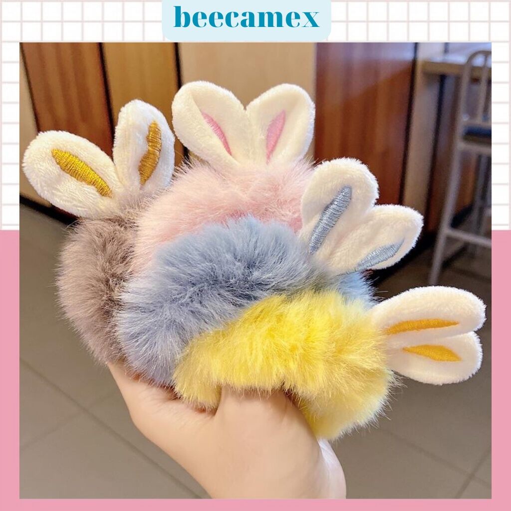 Dây buộc tóc tai thỏ lông mềm siêu cute (set 2 cái)