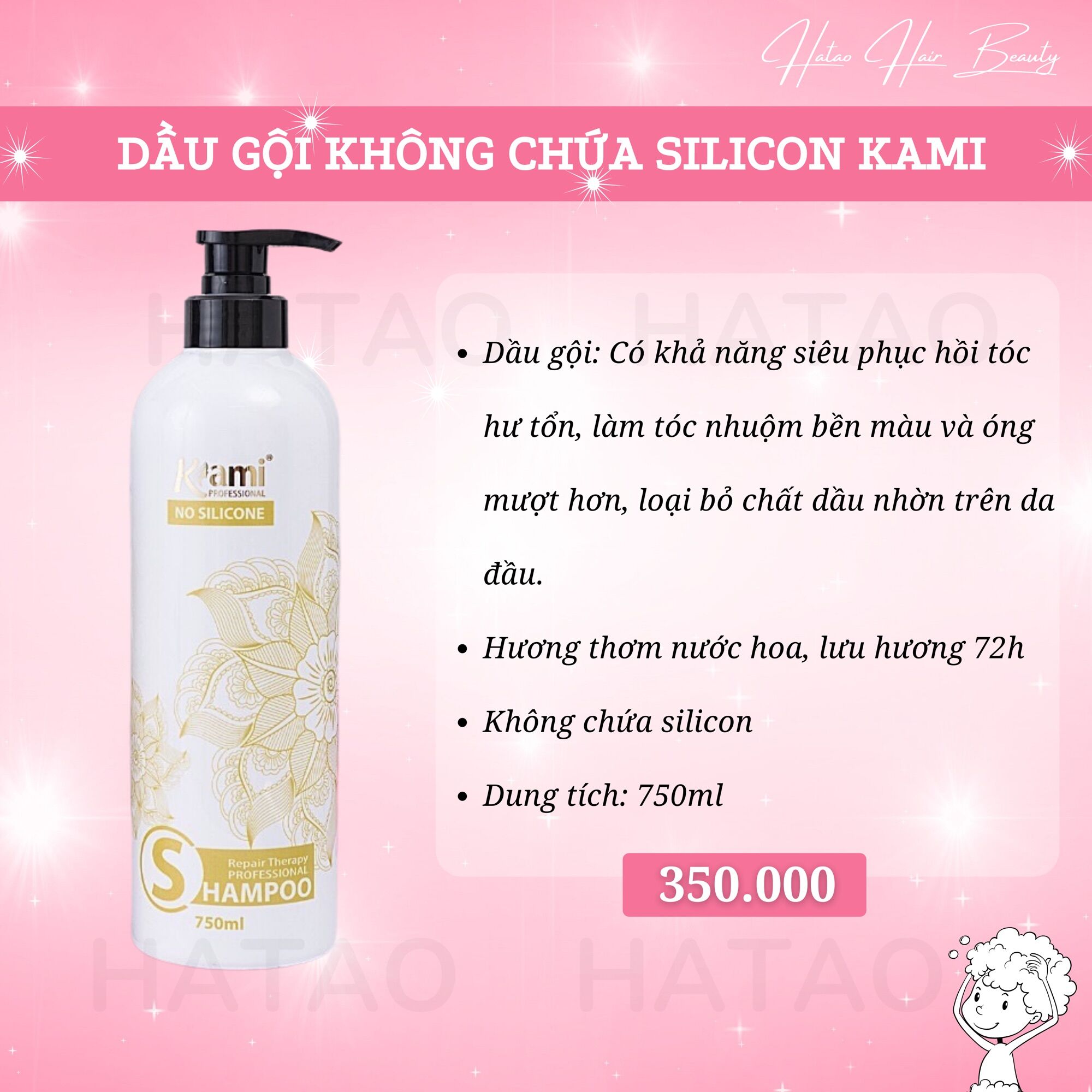 [HCM]Dầu Gội Phục Hồi Không Chứa Silicon Kami Dạng Chai 750ml