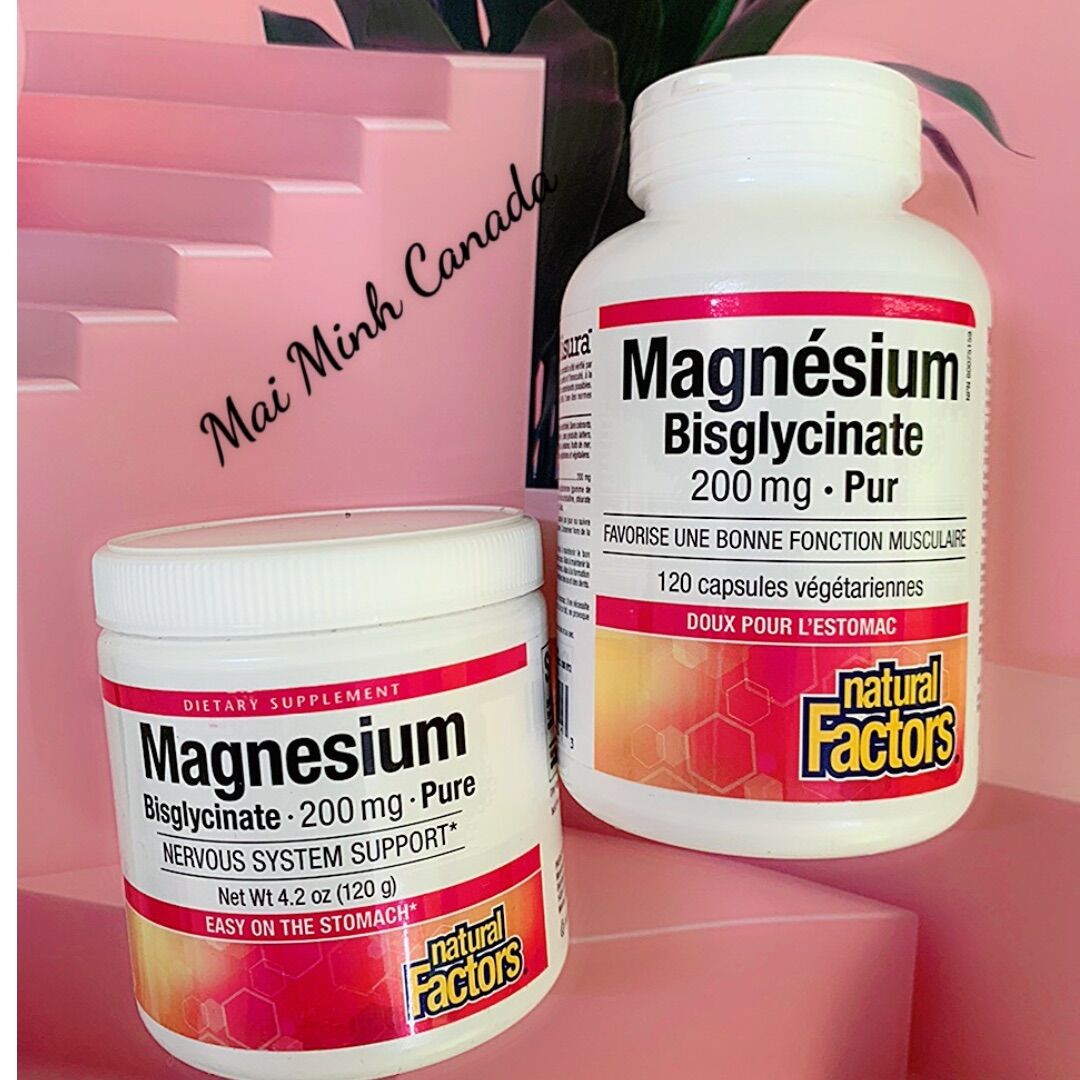Viên uống bổ sung Magnesium BisGlycinate Pure 200mg Factors Naturals Canada 120v
