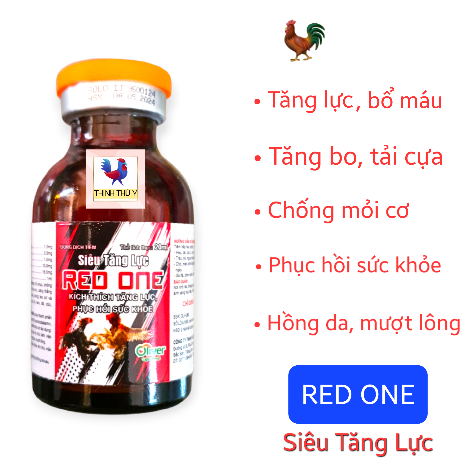 RED ONE Siêu Tăng Lực / RED POWER (20ml) - Bổ máu, tăng lực, tăng bo, tải cựa, dưỡng gân cơ, chống mỏi cơ cho gà đá