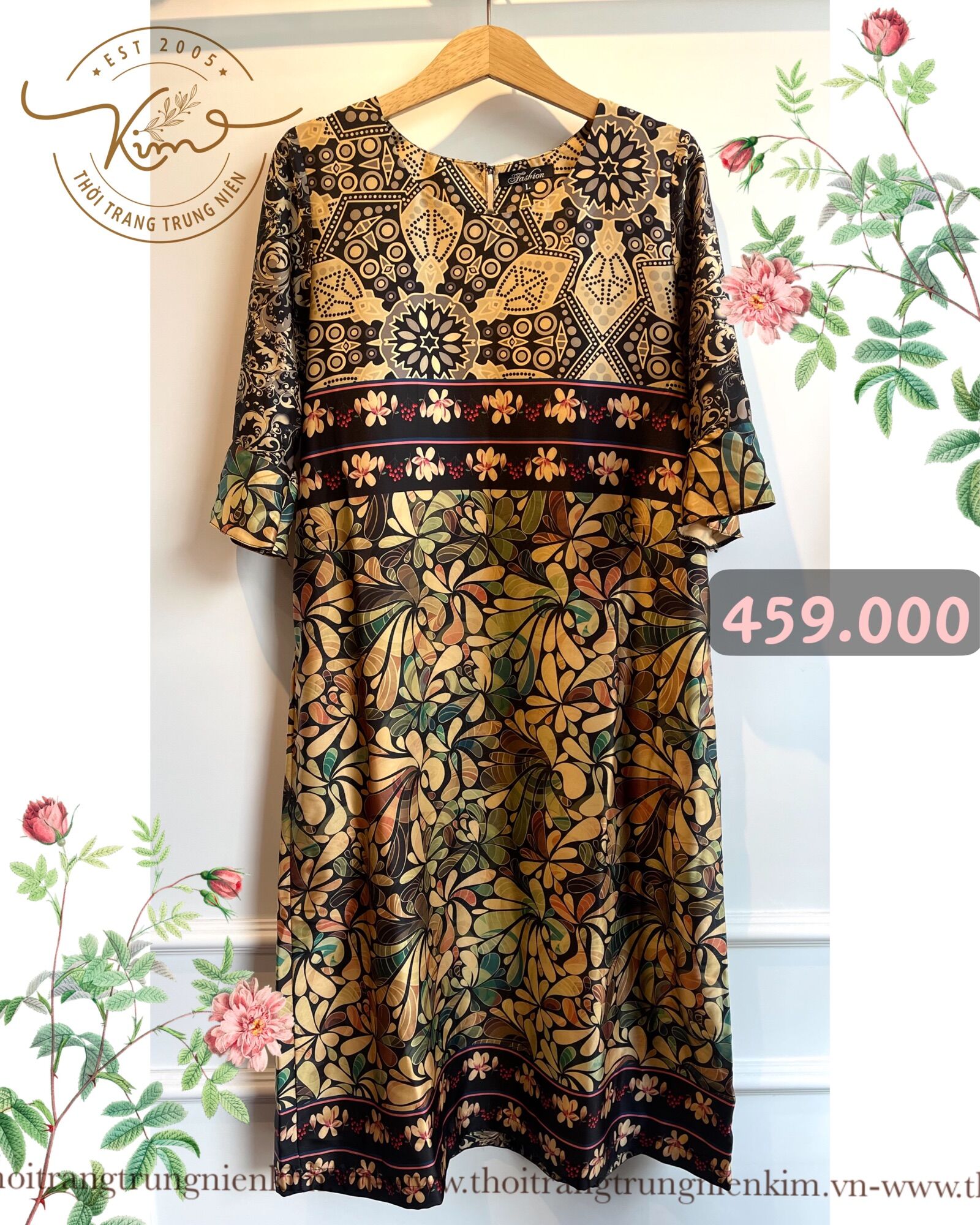 Đầm lụa trung niên sang trọng