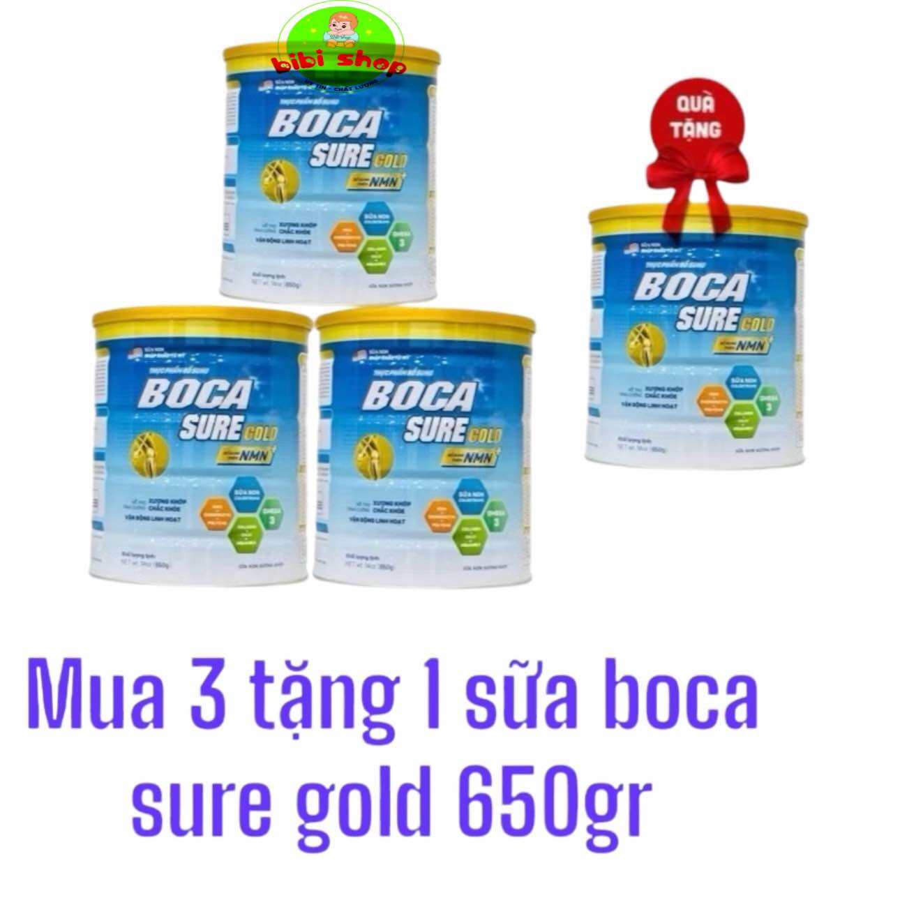 Sữa boca gold combo mua 3 tặng 1 sữa boca sure gold 650gr