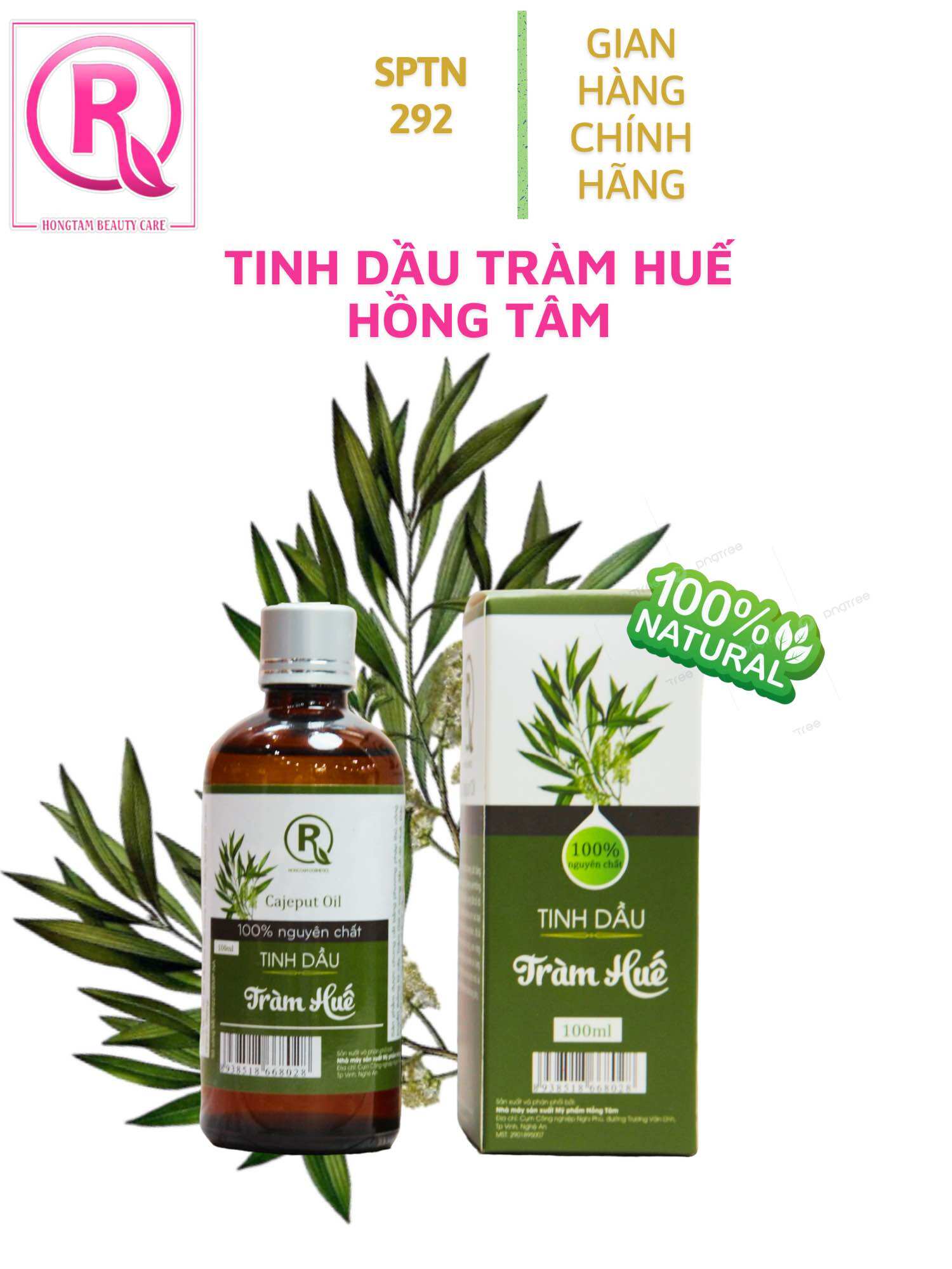 Tinh Dầu Tràm Hồng Tâm Nguyên Chất 100% chai 100ml