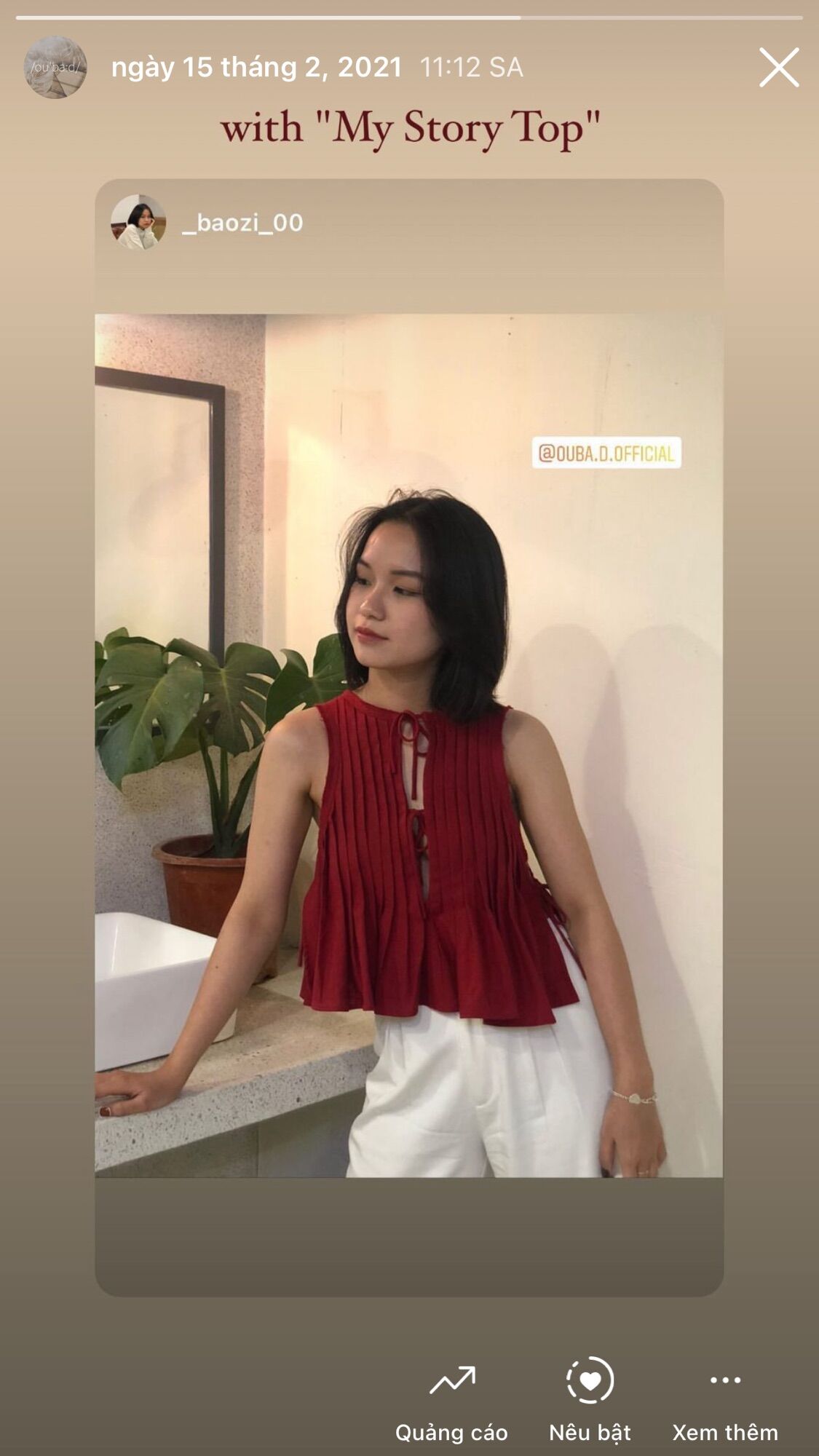 /ouba:d/ - ÁO ĐỎ XẾP LY