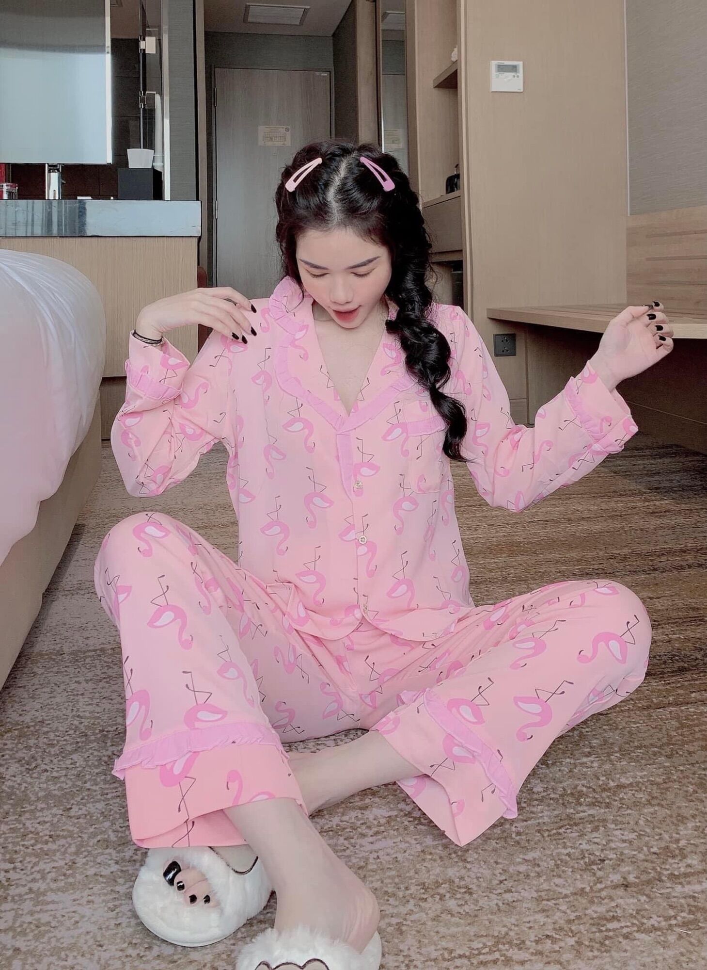 Bộ Pijama dài tay bèo mẫu mới chất Mango