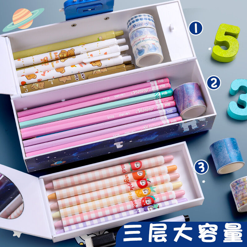 Hộp Văn Phòng Phẩm Khóa Mật Khẩu Xách Tay Hộp Bút Mật Khẩu Mẫu Giáo Trẻ Em Học Sinh Tiểu Học Sức Chứa Lớn Đa Chức Năng Hộp Đựng Nữ