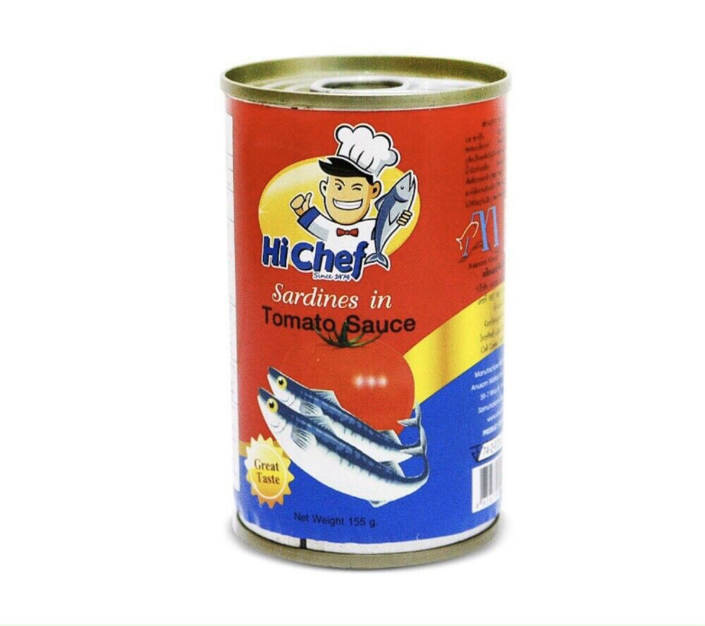 LỐC 10 LON CÁ NỤC SỐT CÀ CHUA HI CHEF 155 GRAM THÁI LAN