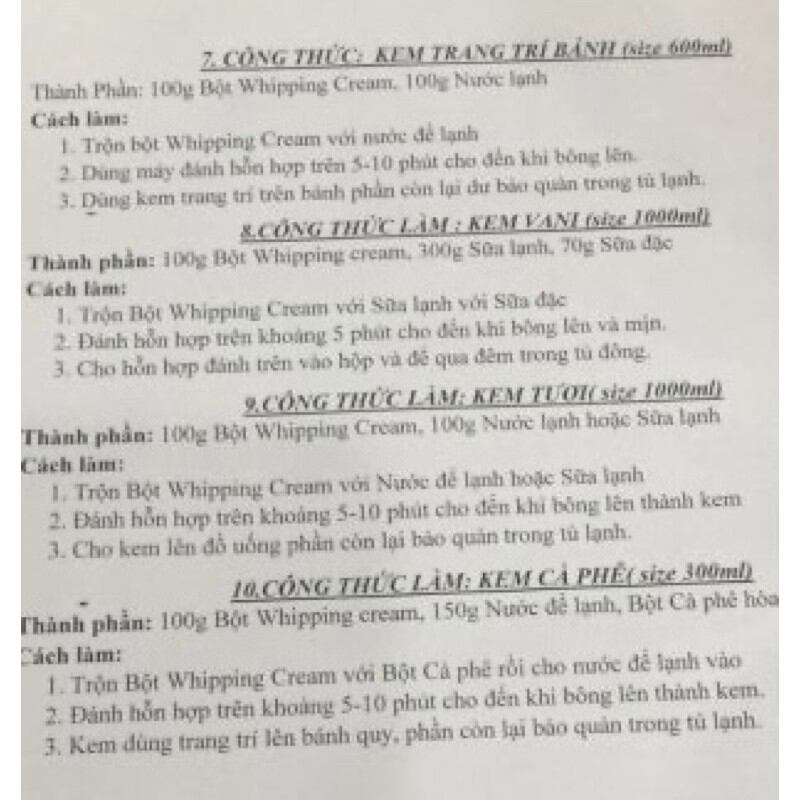 Bột Whipping tách lẻ 100g