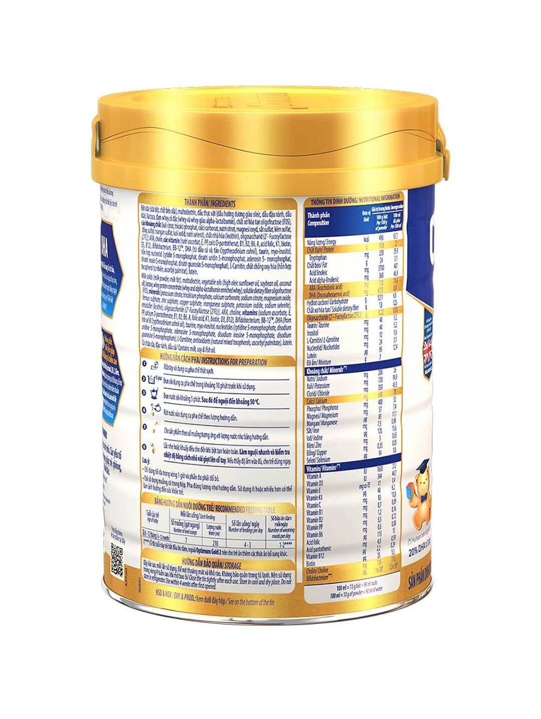 Combo 2 Hộp Sữa Vinamilk Optimum Gold 2 - 800g (6-12 tháng)