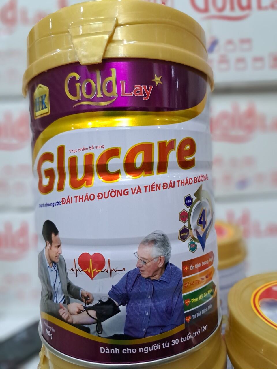 [TẶNG QUÀ :1 hộp sữa hạt 400g] Sữa tiểu đường GOLDLAY  GLUCARE 900G DINH DƯỠNG  dành cho người tiểu đường