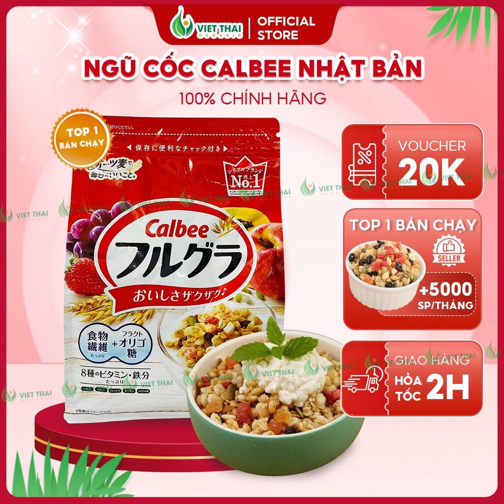 [MỚI] Ngũ cốc Calbee Ăn Kiêng Giảm Cân Nhật Bản mix sữa chua hoa quả trái cây dùng ăn sáng (750G) - Việt Thái Organic