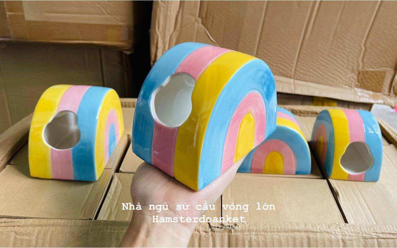 Nhà ngủ sứ làm mát cho hamster: nhà sứ cầu vòng