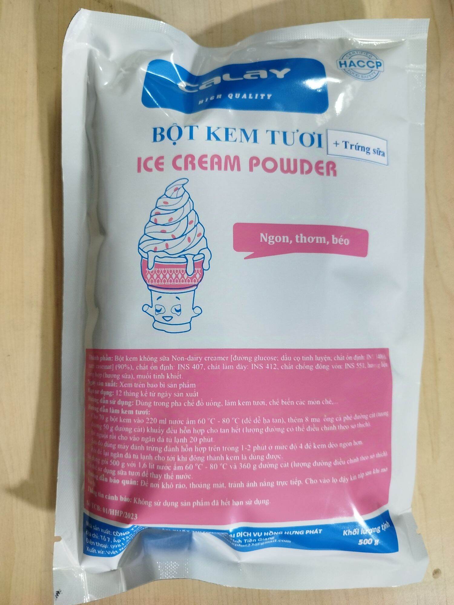 Bột làm kem vị trứng sữa 500g - whipping cream trà sữa, kem tươi, kem viên vị trứng sữa. Ngon, thơm, béo, rẻ, dễ làm tại nhà