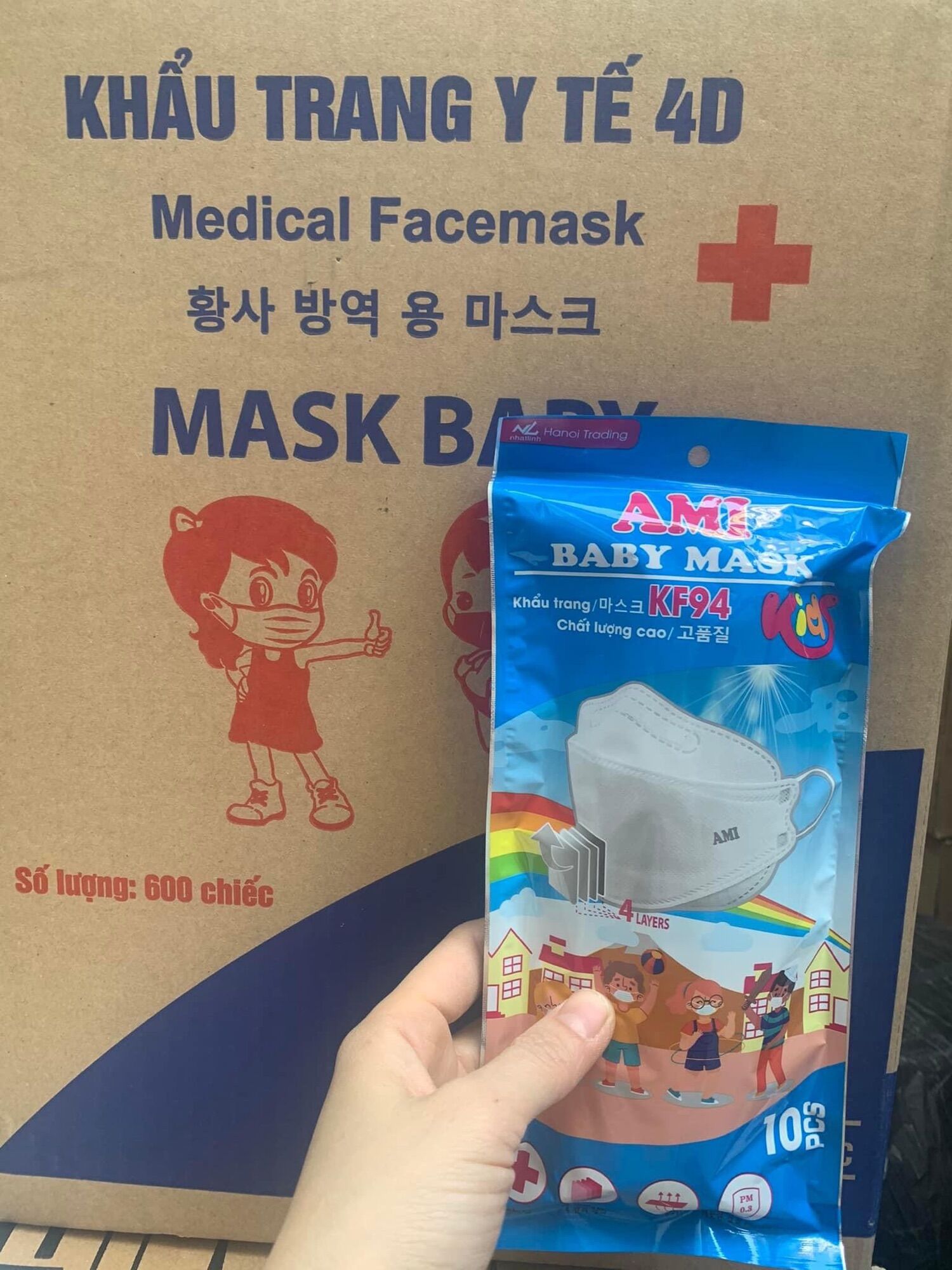 [Bán Sỉ] Sỉ 1 thùng khẩu trang KF94 Ami trẻ em (600 chiếc)
